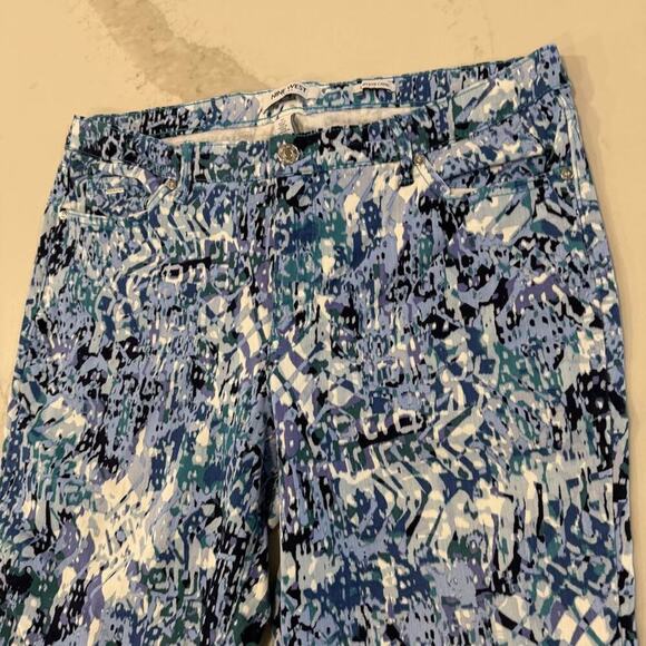 Nine West Chrystie Capri Pants Women's 16 Multicolor Blue Mid Rise Soft Twill - Picture 3 of 7